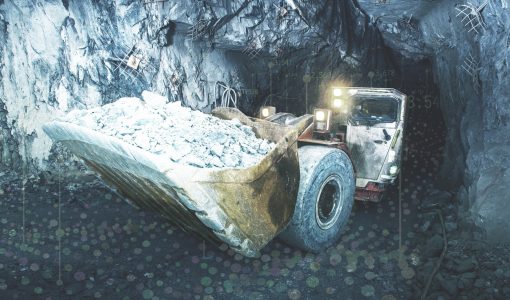 Construction machinery in a mine